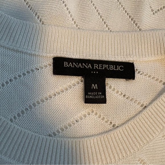 Banana Republic White Pointelle Round Neck Sweater‎ Tunic Size M - Picture 7 of 8
